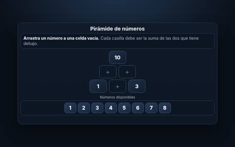 Muestra del acertijo 01: Pirámide de números