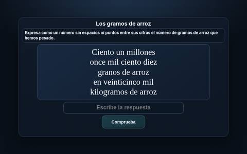 Muestra del acertijo 05: Los gramos de arroz