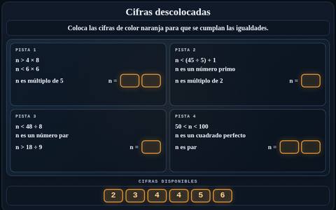 Muestra del acertijo 08: Cifras descolocadas