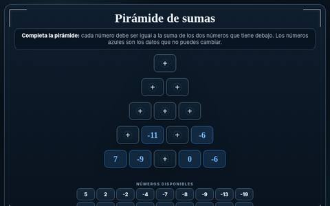 Muestra del acertijo 10: Pirámide de sumas