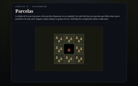 Muestra del acertijo 17: Parcelas